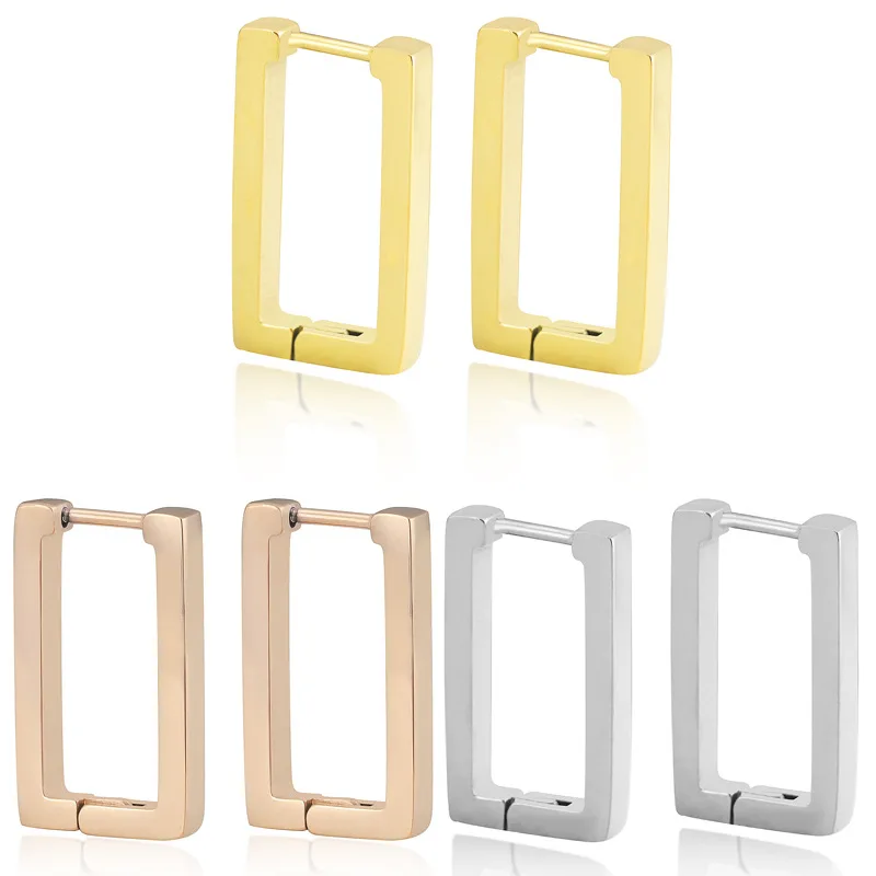 

ALLNEWME Vintage Multi Styles Stainless Steel Earring for Women Gold Silver Color Star Square Geometric Hoop Earrings Oorbellen