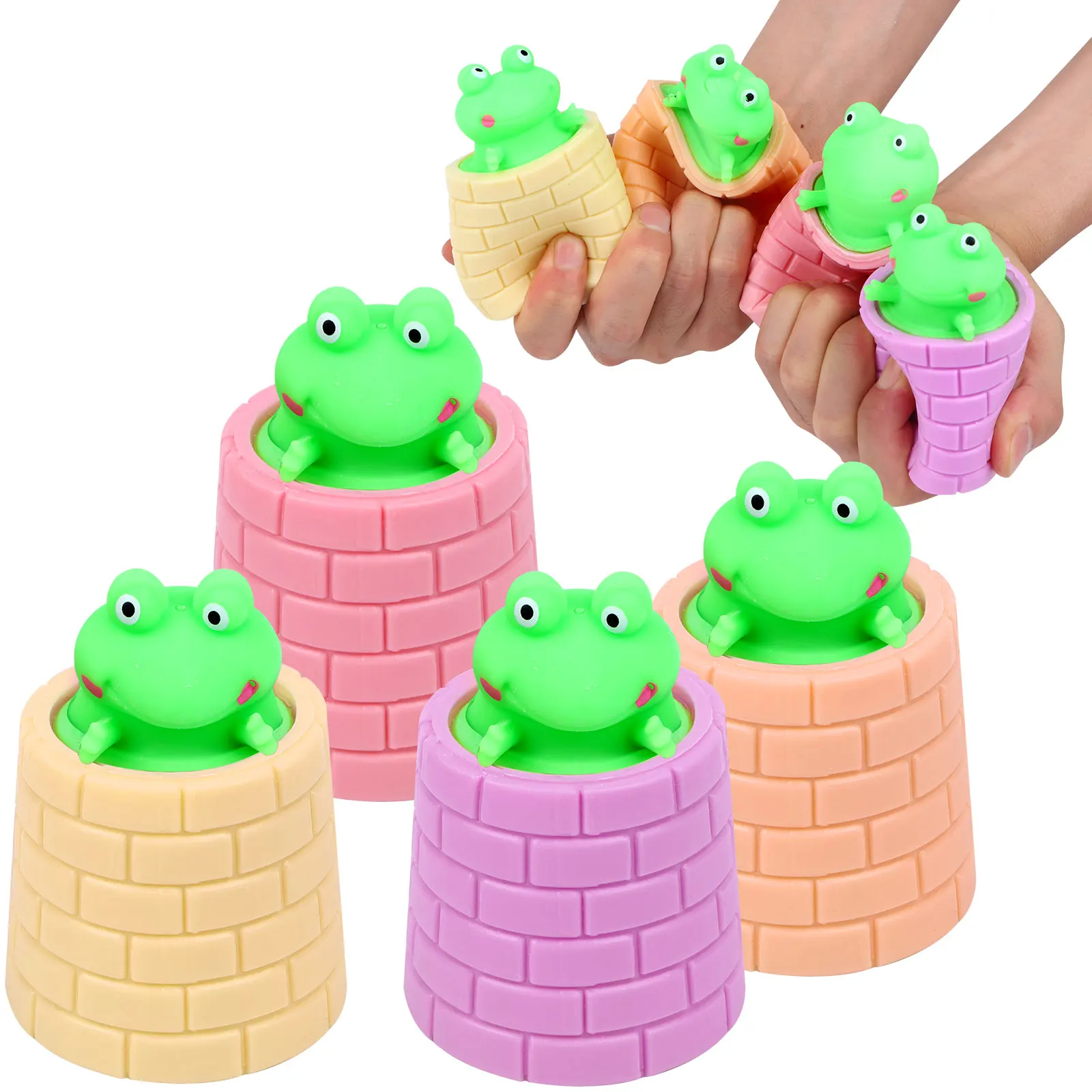 

4pcs/set Frog Toys Colorful Squirrel Cup Toy Tricky Funny Frog Fidget Stress Toy Miniature Cute Sensory Fidget Toys