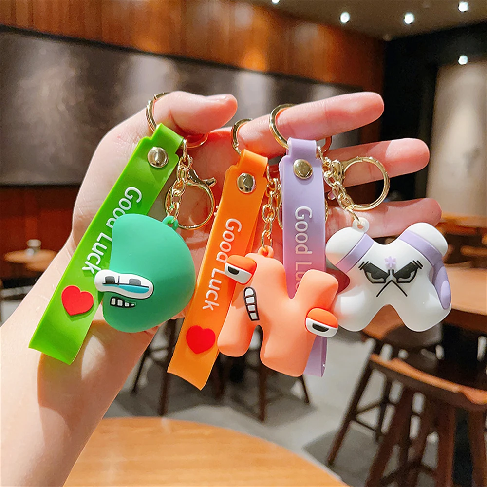 Funny Alphabet Lore Keychain Cute 26 Initials Keyrings Figure Toys Bag Ornament Cosplay Accessories Car Motorcycle Trinket Gift