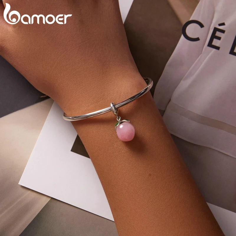 BAMOER серебро 925 пробы персиковая подвеска птица стрекоза подвески подходят для