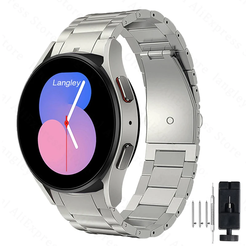 20mm Titanium Metal Watch Strap for Samsung Galaxy Watch 5 Pro 45mm/4 Classic 46 42mm Band No Gaps for Galaxy Watch 5/4 40/44mm