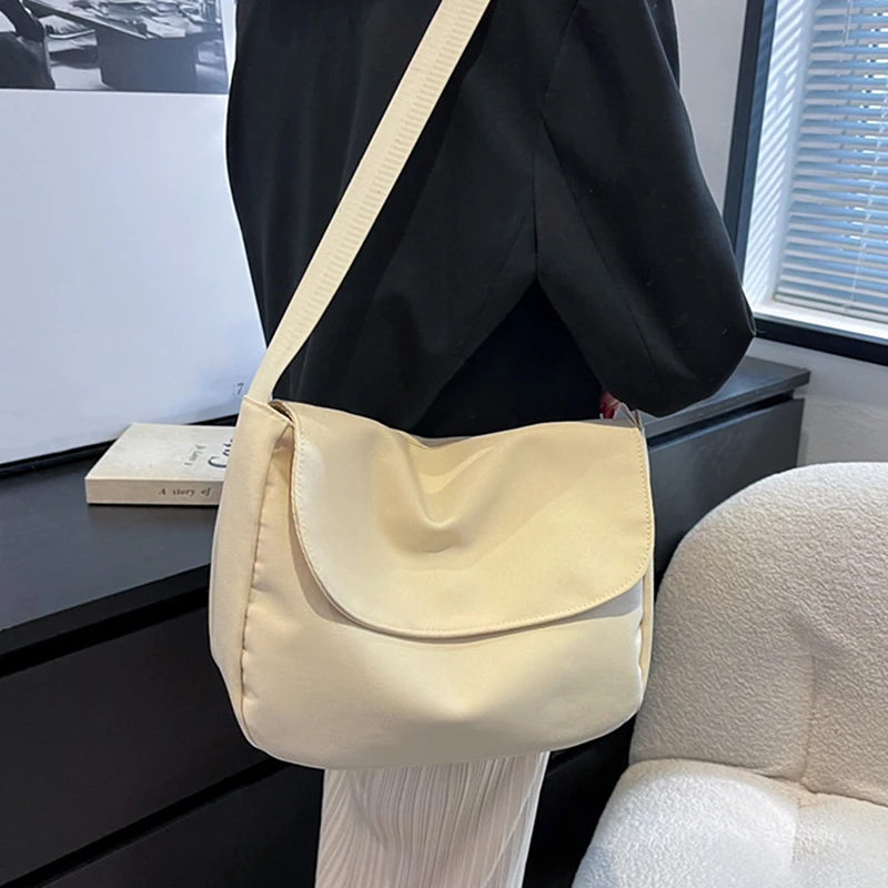 

Solid Color Women Crossbody Bag Simple Ladies Shoulder Bag Waterproof Nylon Women'S Handbags Fashion Messenger Bag Women New