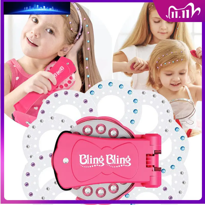 

Girls Hair Gems Kit Kids Princess Pretend Makeup Sets Toy Crystal Rhinestone Stickers Art DIY Hair Jewels Cuffs Decoration Gift