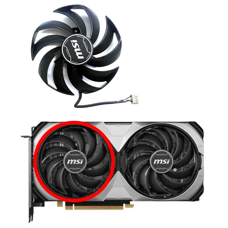 95 мм Новый MSI GeForce RTX4060 4060ti 4070 VENTUS 2X черный сменный вентилятор графической карты OC