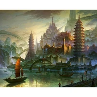 gatyztory diy painting by number with frame for adult sailing castle seascape acrylic paints for painting canvas painting kits