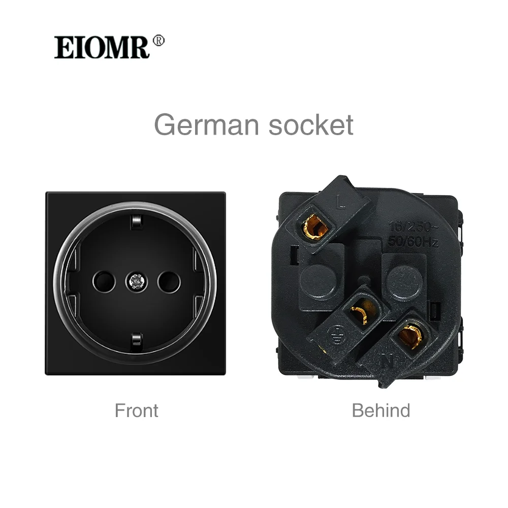 Настенный выключатель EIOMR серии A1, пластиковые панели, европейские французские электрические розетки USB Type-C TV RJ45, сенсорный модуль переключателя «сделай сам»