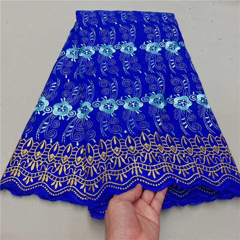 

5 ярдов, сухая кружевная ткань, новейшая Тяжелая вышивка бисером, африканская швейцарская вуаль из 100% хлопка, популярная в Дубае, для вечерни...