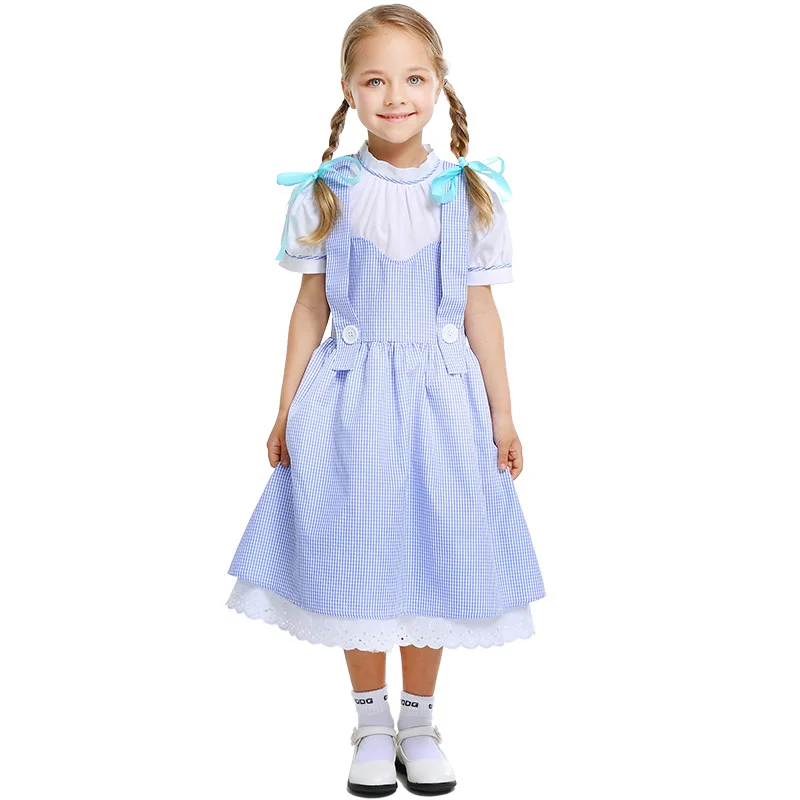 

Kids Child Vintage Victorian Prairie Girl Costume Pastoral Farm Dress Halloween Purim Stage Fantasia Cosplay Girls Fancy Dress