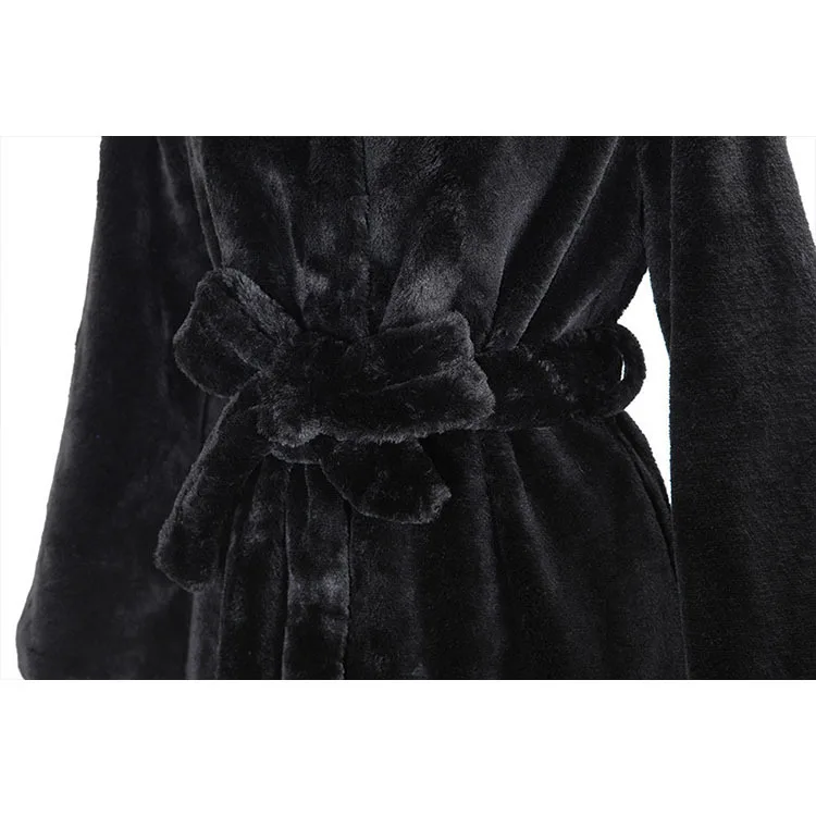 Autumn and winter new imitation fur jacket hooded cotton jacket thick long plush fur jacket women's coat trench coat