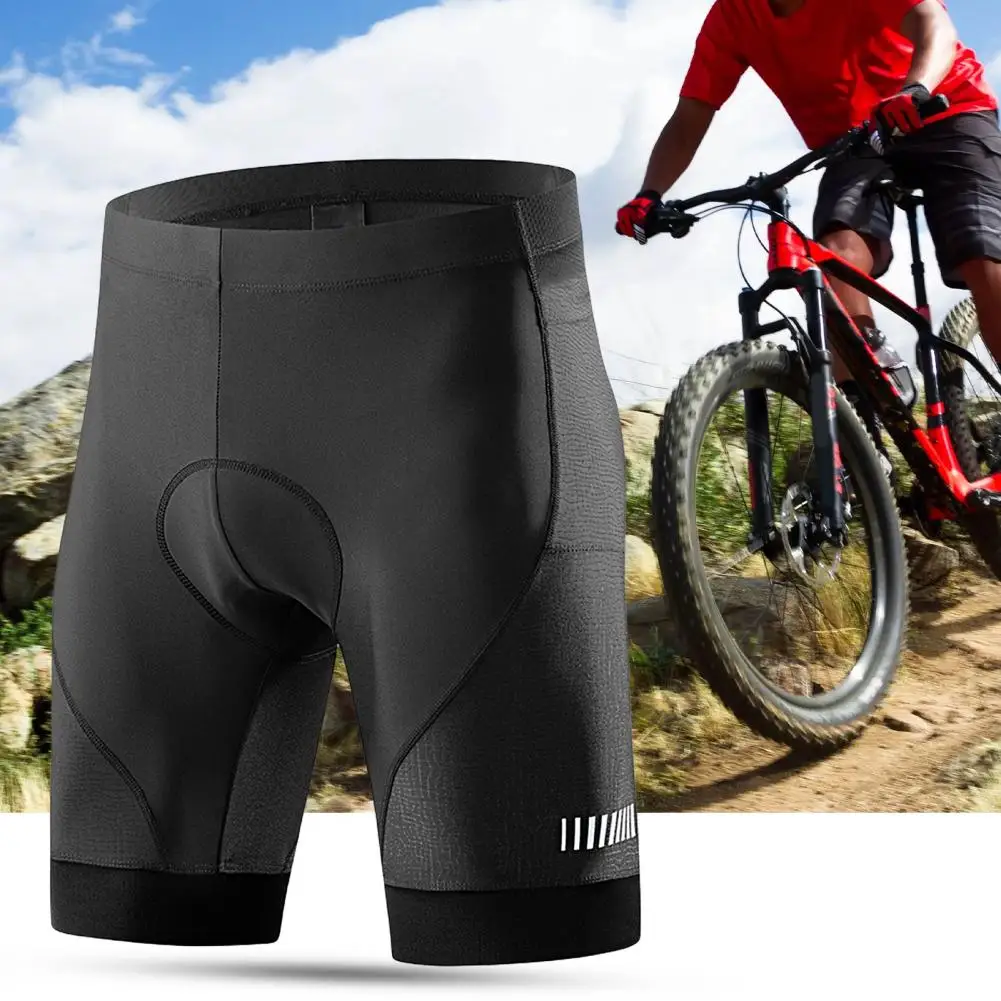 

Reflective Short Pants Comfortable Anti-UV Skinny Moisture Wicking Solid Color Shock Absorbing Bike Shorts for Cycling
