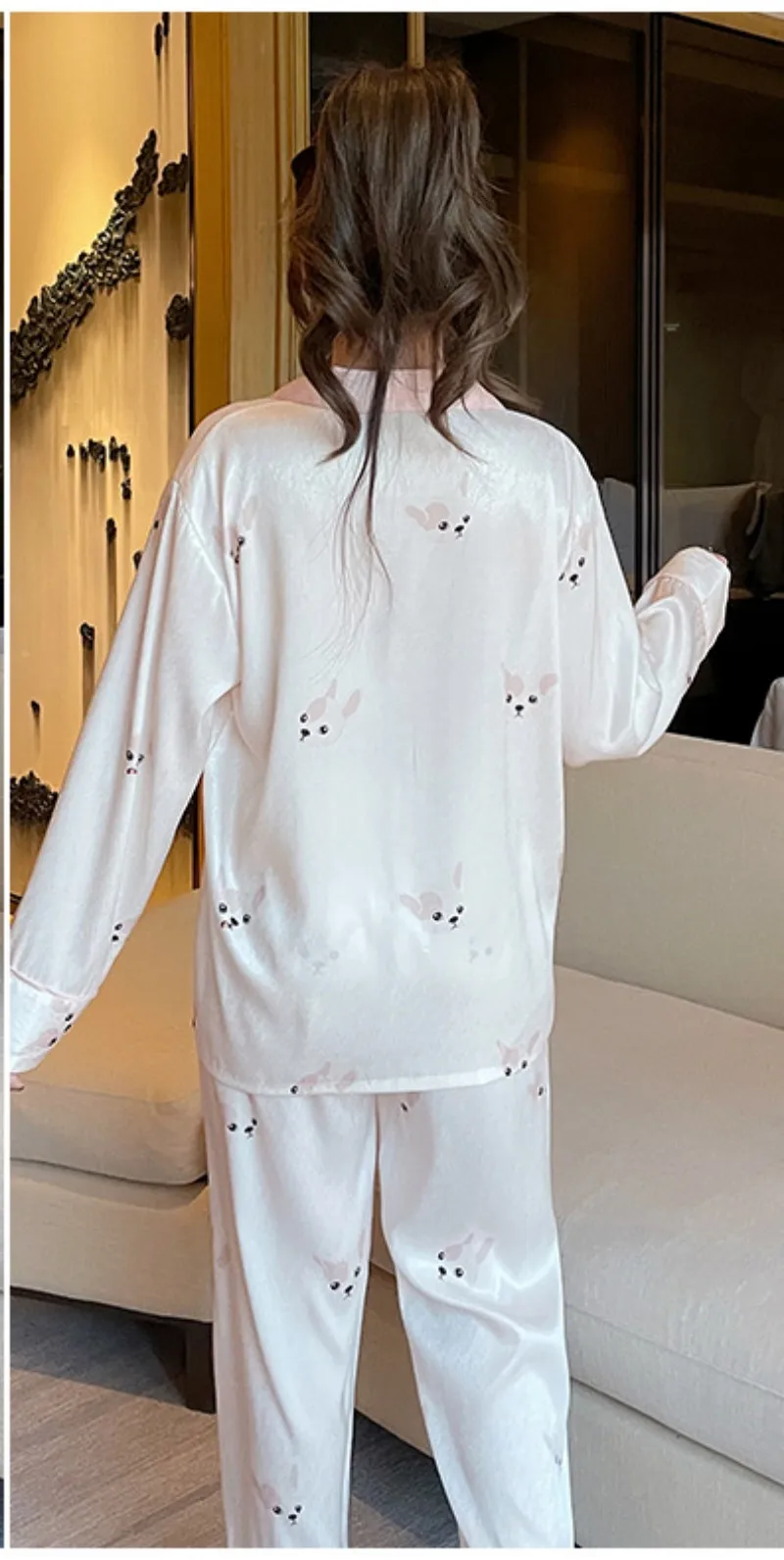 Yunyirou Spring Thin Ice Silk High-Grade Women's Long-Sleeved Cardigan Lapel Casual Breathable Clothing Long Length To Ankle