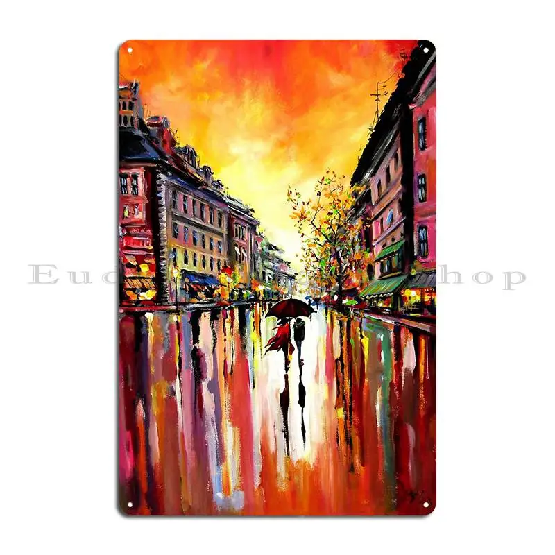 Металлическая табличка Warm Lights In The Night Leonid Afremov