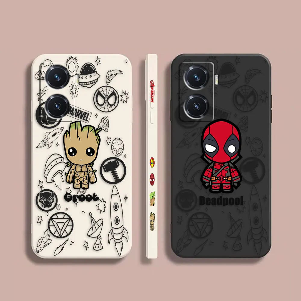 

Case For VIVO Y55S Y31 Y55 Y35 Y51S Y73S 5G Y83 Y93 Z3 Z5X Z6 Colour Simple Liquid Silicone Case Cartoon Groot Deadpool