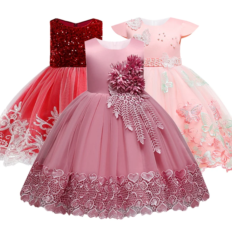 new Girls party dress for flower petal princess dress flower girl wedding dress children dance fluffy dress Girl's clothes