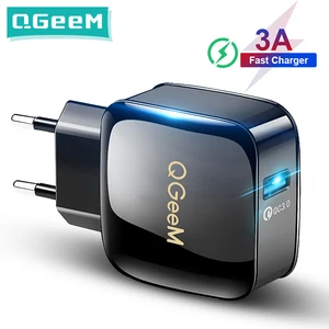 Зарядное устройство QGEEM QC 3,0 USB для быстрой зарядки, зарядное устройство 3,0 для телефона iPhone, вилка для ЕС и США, адаптер 12 В, быстрое зарядное устройство для Huawei, Samsung, Xiaomi