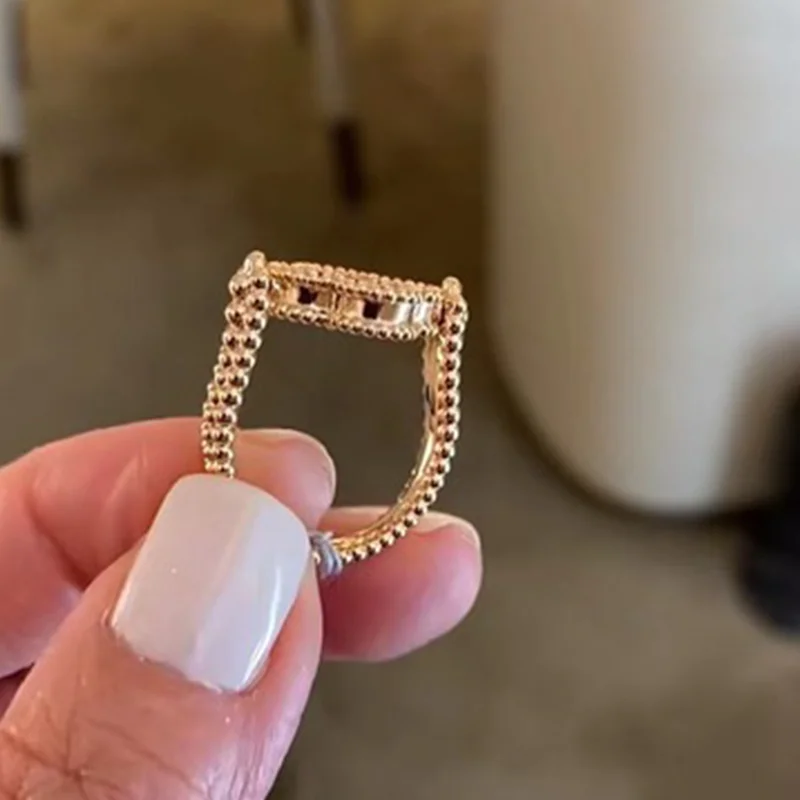 

Женское позолоченное кольцо в виде четырехлистного клевера, из серебра 2023 пробы