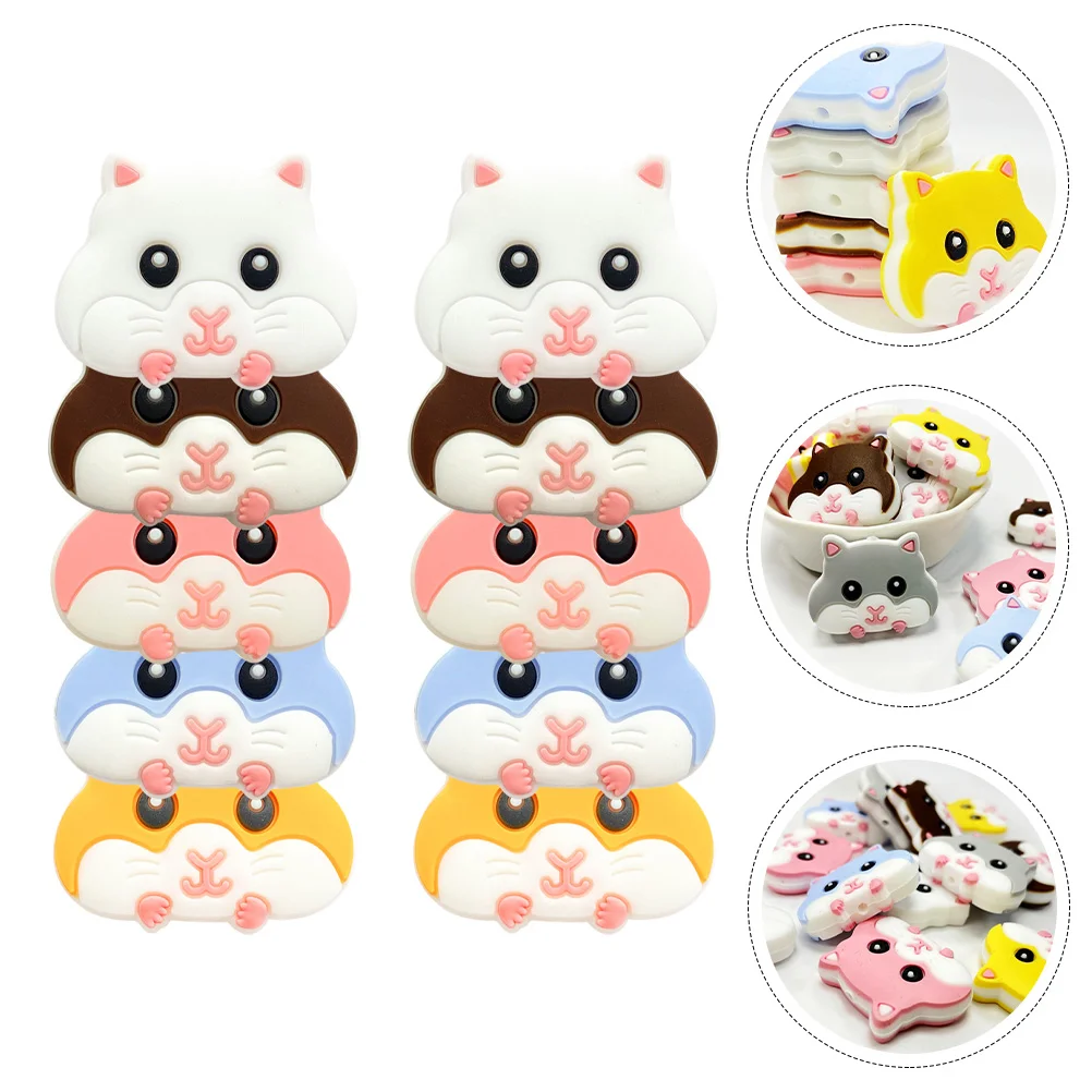 

10pcs Colorful Hamster Bead Craft Accessory Silicone Pendant Making Bead For Diy