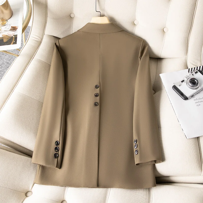 Autumn Winter Women Coffee Gray Formal Blazer Office Ladies Female Long Sleeve Single Breasted Business Work Wear Jacket Coat