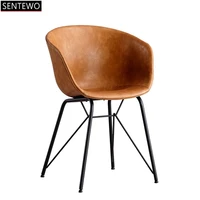 sentewo retro leather back dining chairs european simple negotiation chair hotel coffee shop milk tea shop industrial style iron