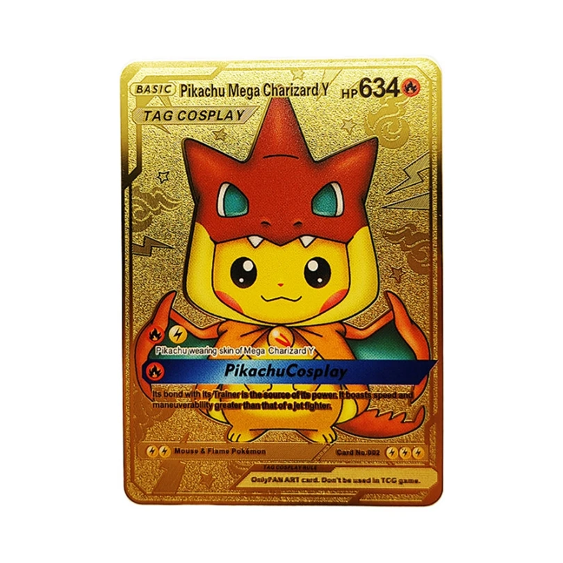 5PCS Pokemon Iron Cards Golden Metal Shiny Letters Pikachu Mewtwo Charizard Vmax Game Collection Card Anime Gifts - купить по
