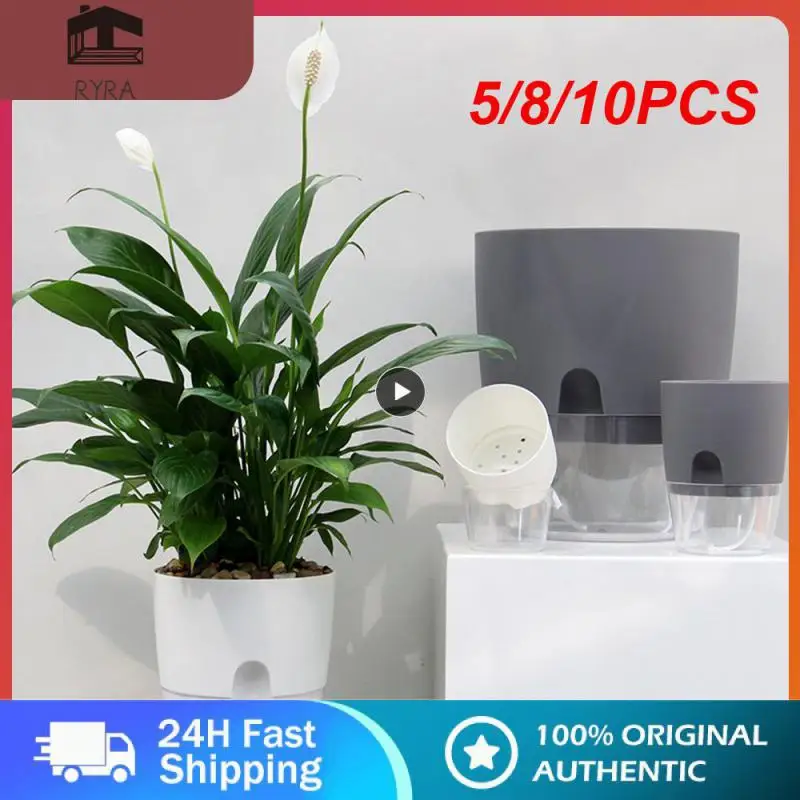 

5/8/10PCS Hydroponic Flowerpot Plastic Small Plant Pot Double Layer Cotton Rope With Injection Port Flower Pot