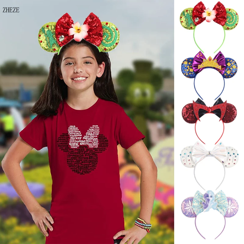 

New Frozen Mouse Ears Headband For Girls Glitter Rhinestones Hairband Women 5"Bow Party Hair Accessories Mujer Boutique