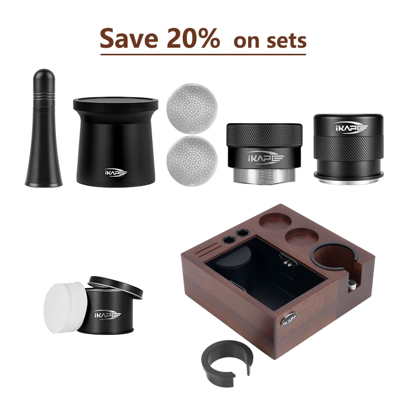 Набор инструментов для кофе IKAPE с выдвижной коробкой V2 черный/серебристый
