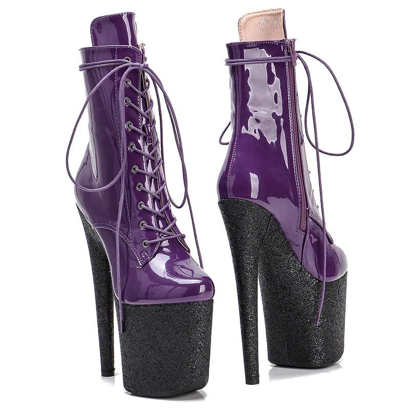 Leecabe  Pole dance boot with 20CM/8inches  Patent materials High Heel platform Boots Pole Dance boot