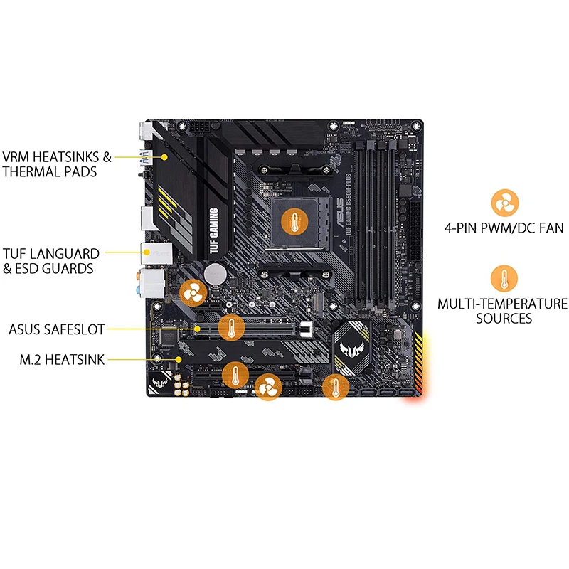 Новый комплект материнской платы ASUS TUF GAMING B550M PLUS Micro-ATX DDR4 3466(OC) МГц 128 ГГц разъем AM4