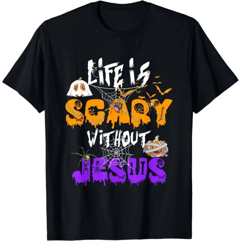 Пугающая жизнь без Иисуса христианский костюм на Хэллоуин футболка с длинными