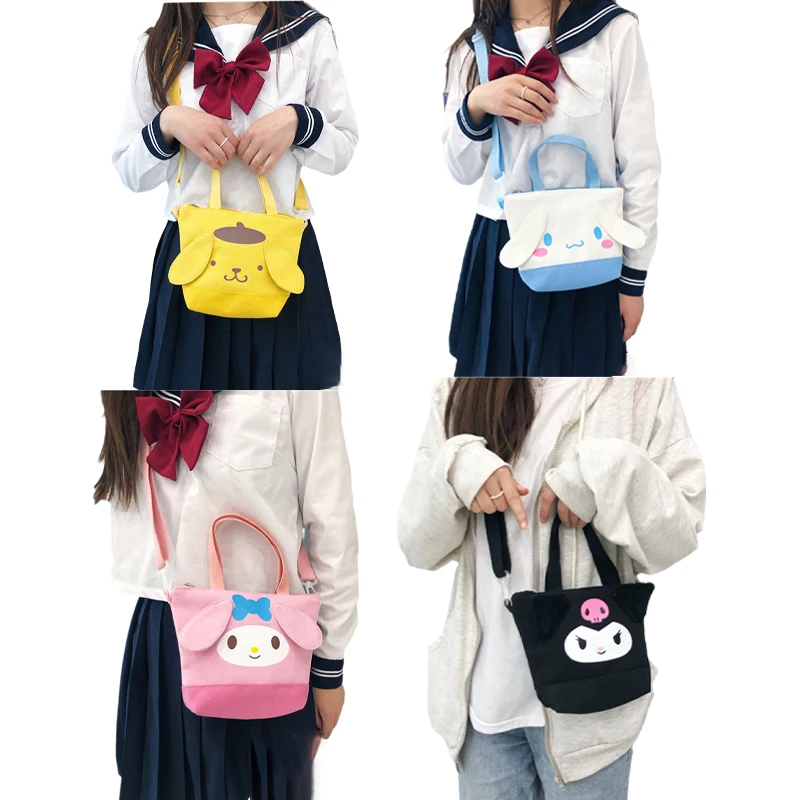 

Sanrios аниме Kawaii Cinnamoroll My Melody Kuromi новая сумка-мессенджер Мультяшные милые девушки Повседневная универсальная сумка через плечо подарки