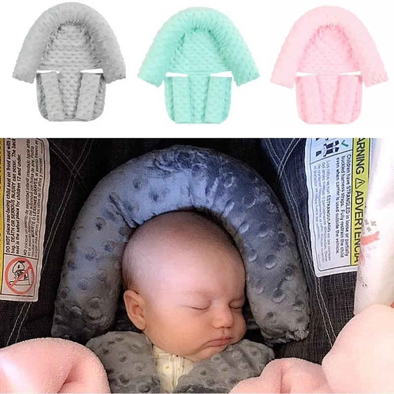 

6 Colors Baby Head Support Pillow Infant Headrest With Matching Seat Belt Strap Covers Baby Carseat Head Support Strap Cover