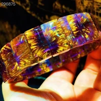natural purple cacoxenite gold rutilated quartz bracelet 17x10 5x6 5mm red auralite 23 clear beads bangle women men aaaaaa