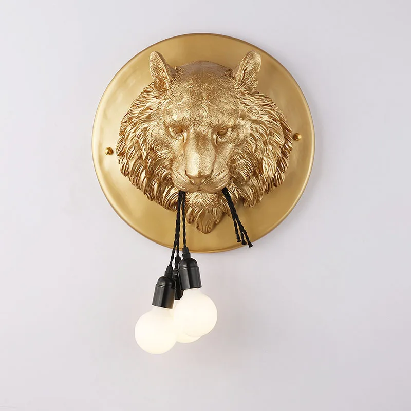 

Nordic Wall Lamp Living Room Tiger Head Lights Background Decoration Wall Light Bedroom Led Lamps Indoor Lighting Gift Lampara