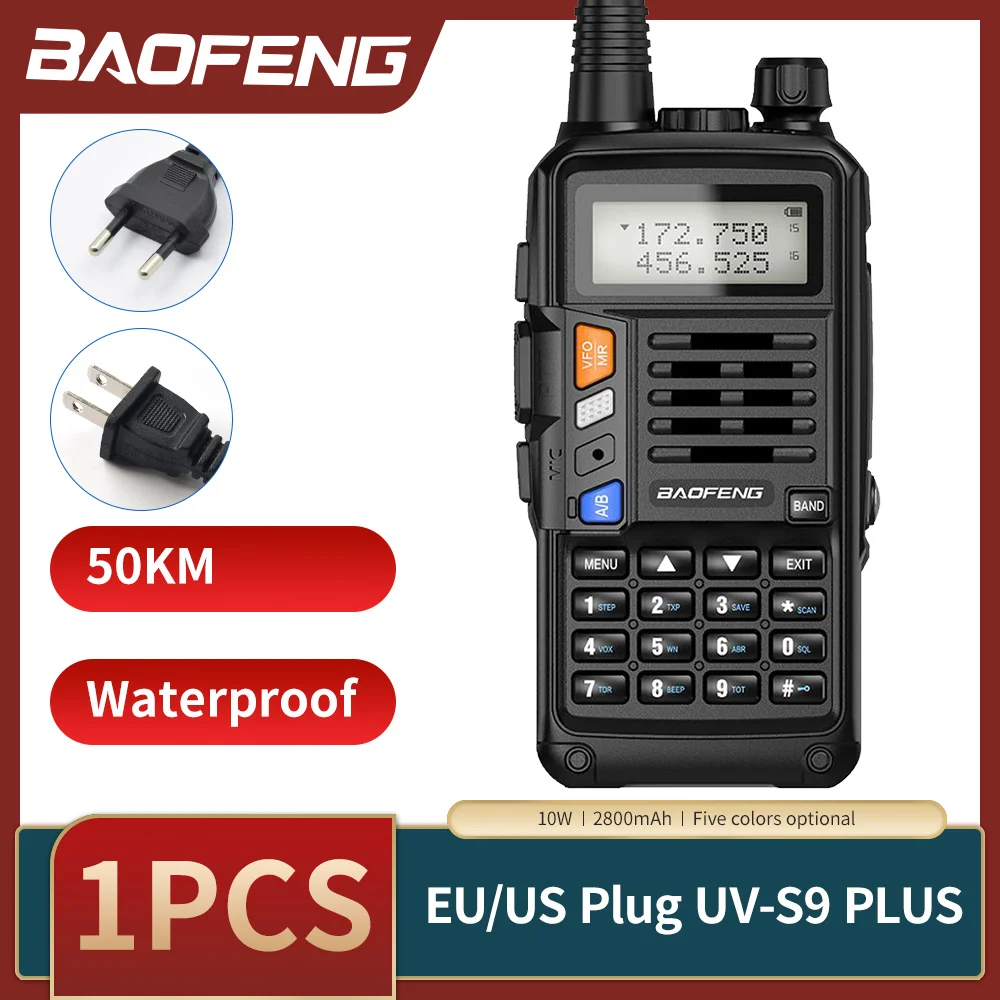 BaoFeng UV-S9 زائد لاسلكي تخاطب UHF VHF جهاز الإرسال والاستقبال 10 واط 10 كجم عالية الطاقة طويلة المدى المحمولة عالية الطاقة CB اتجاهين راديو uv-5r