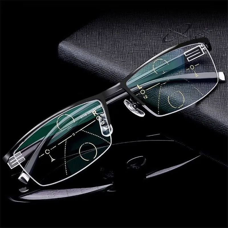 

1.0 to 4.0 Prescription Myopia Glasses Half Frame Anti Blue Light Lenses for Women Men Finished