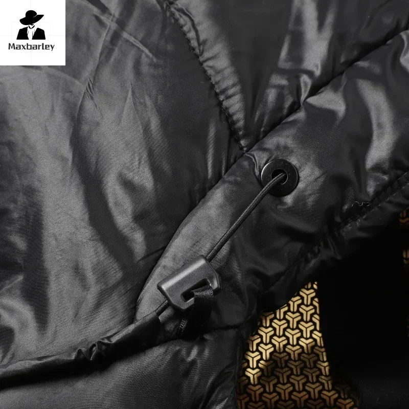 Зимнее пальто с гусиным пухом 2024 Мужская Роскошная Глянцевая длинная куртка