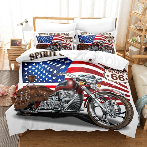 Мотоциклетный Комплект постельного белья с пододеяльником и наволочкой
