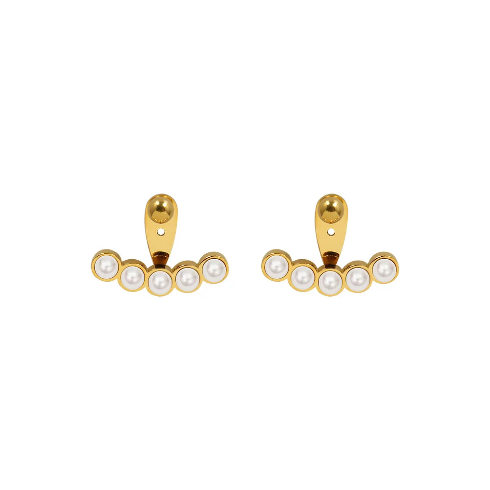 

Wholesale Simple Temperament Back Hanging Imitation Pearl Stud Earrings for Women Fashion Design French Retro Earrings Jewelry
