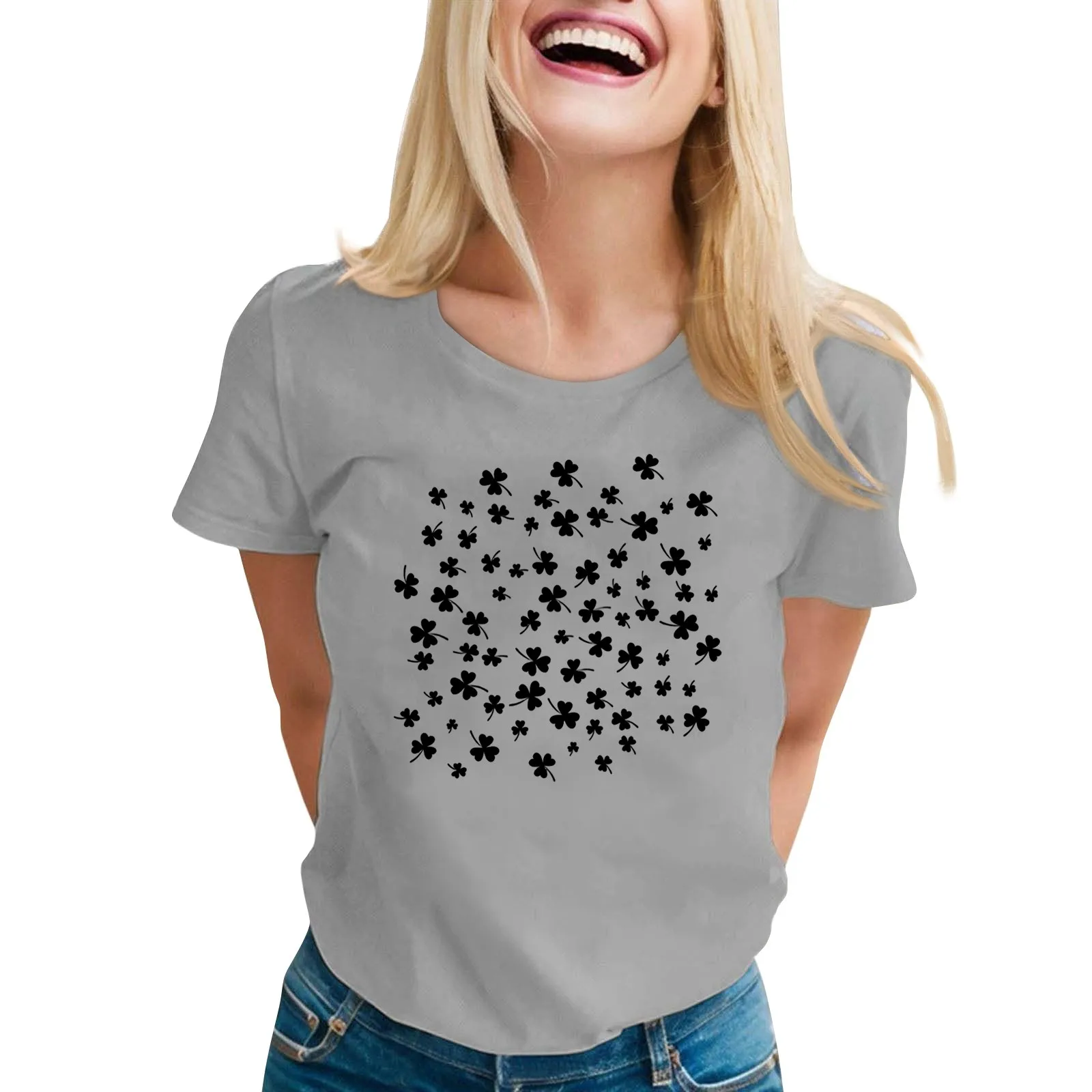 Женская Повседневная Свободная облегающая футболка с принтом пуловер круглым