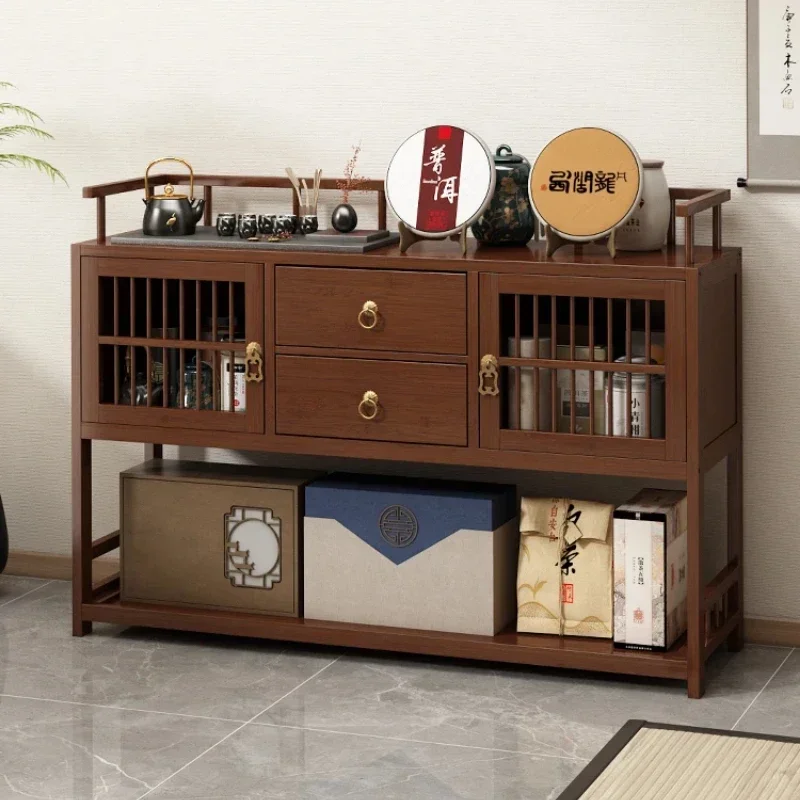 Многофункциональный бамбуковый чайный шкаф деревянная полка для хранения
