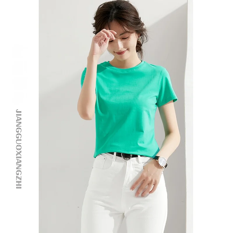 Женская белая футболка с коротким рукавом однотонная внутренняя одежда чистый