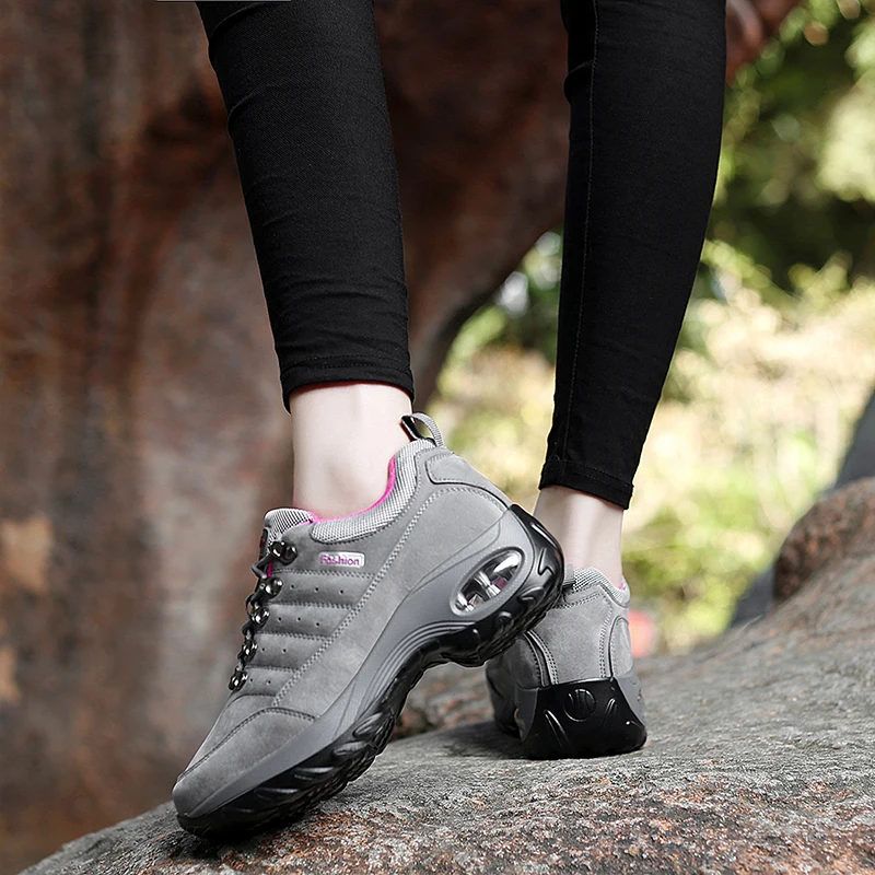 JIEMIAO Women's Trekking Hiking Shoes Women Camping Shoes Outdoor Travel Sneakers Non-slip Breathable Sports Shoes