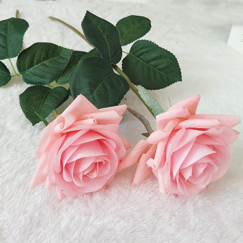 

7 Pcs Roses Artificial flowers Real Touch Branch Stem Latex Rose Hand Feel Felt Rose Flowers Decoration Home Wedding Party