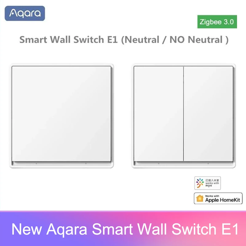 Aqara Smart Wall Switch E1 ZigBee 3.0 Smart Home Wireless Key Light Switch Fire Wire With NO Neutral For Xiaomi Mi Home homekit