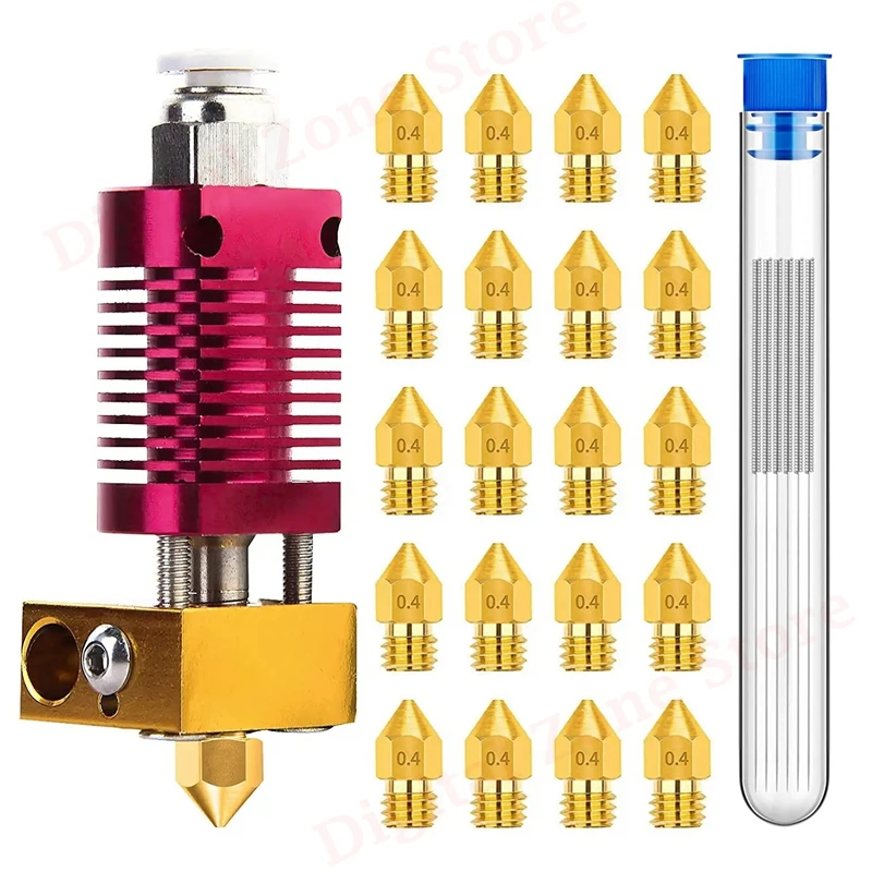 

3D Printer Extruder Hotend Kit with 20Pcs 0.4mm MK8 Nozzles, Cleanning Needles for Creality CR10/10S, Ender 3/3 Pro, Ender 5