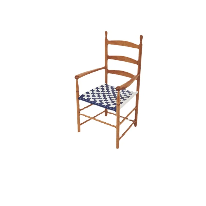 

Yy Solid Wood Dining-Table Chair Household Linen Summer Chair Armrest Backrest Furniture