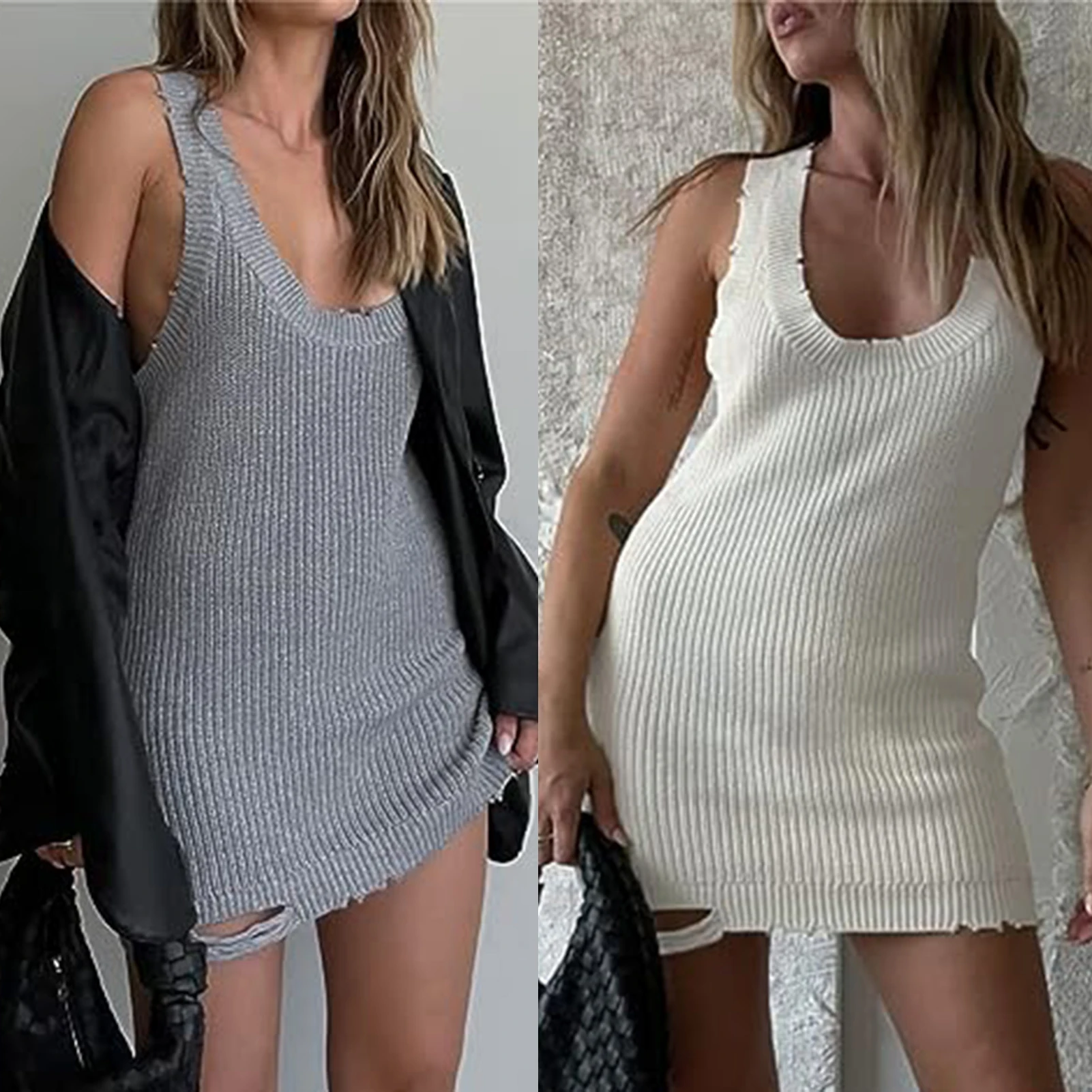 

Женское трикотажное мини-платье в стиле ретро, однотонное облегающее платье-свитер с длинным рукавом и вырезами, Осень-зима