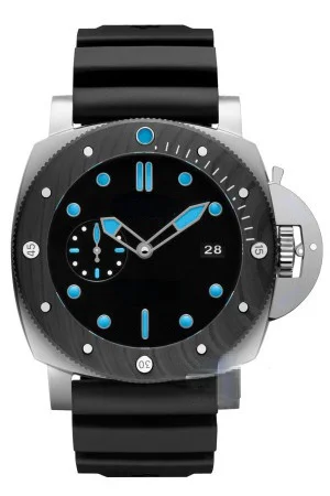 

mens automatic mechanical watch black blue rubber ceramic
