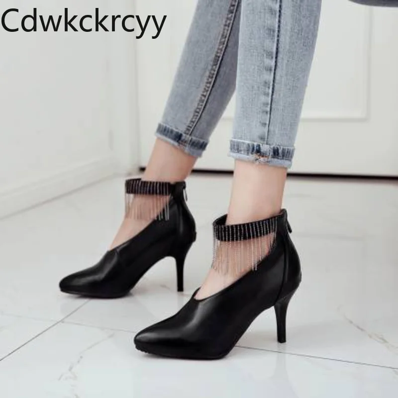 

Женские туфли на высоком каблуке 8 см, стильная ретро Обувь с кисточками, на шпильке, на весну и осень, размеры 32-47